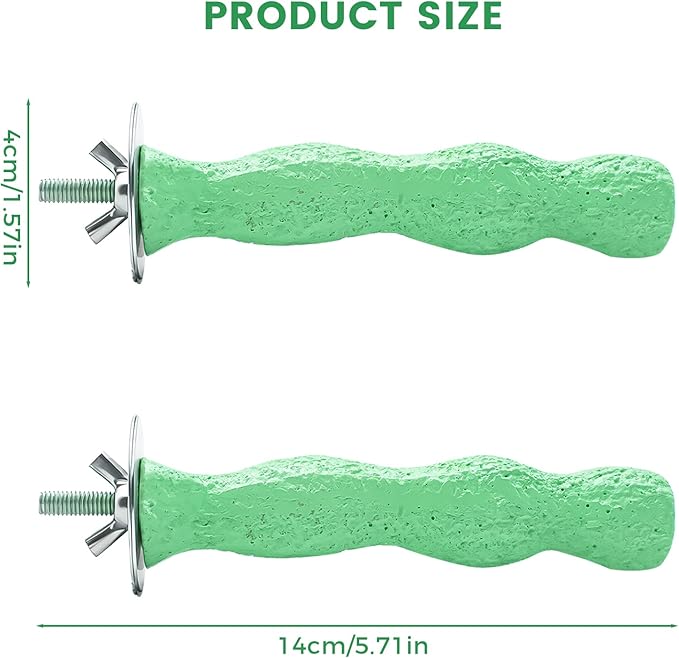 2pcs Bird Beak Grinding Stone, Anti-Slip Parakeet Nail Trimming Stick Resin, Bird Parrot Cage Perch Stand Platform Foot, Claws Trimmer Chewing Toys for Budgies, Parakeets, Cockatiels, Conures