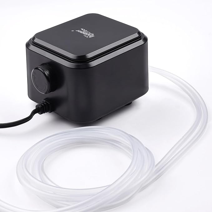 hygger Quiet <30dB Aquarium Air Pump, Adjustable Low Decibel Oxygen Fish Tank Pump 2 Air Outlets Ultra Silent Powerful Aerator Pump with Accessories Max 80GPH/160GPH/255GPH(3.5W,Up to 120Gallon)