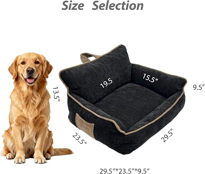 Orthopedic Dog Bed with Memory Foam, Washable Plush Pet Bed for Small, Medium & Large Dogs, Cozy Bolster Crate Dog Bed for Joint Support & Comfort.(Black)