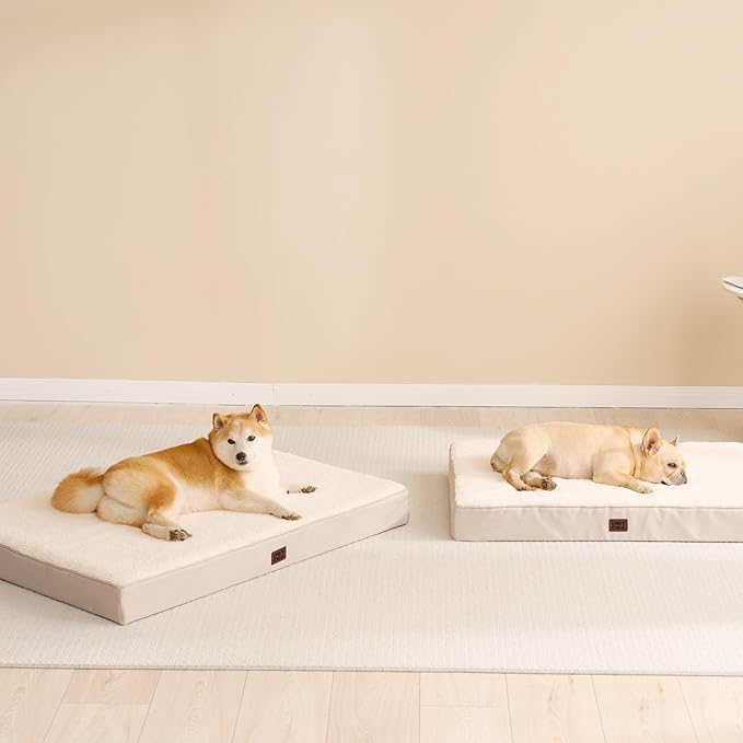 EHEYCIGA Orthopedic XXL Dog Beds for Jumbo Dogs with Removable Washable Cover for Crate, Camel, 47x29