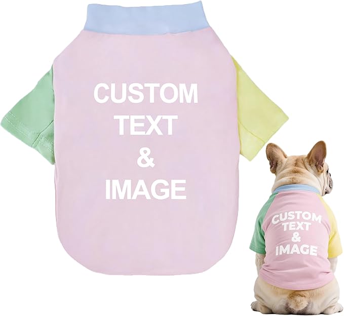 Custom Dog Shirt,Personalized Pet Apparel with Name Text Photo Image,Lightweight Breathable Puppy Kitten Cotton Vest for Small Medium Large Dogs Cats,Puppy Gift (Dopamine Pink, X-Large)