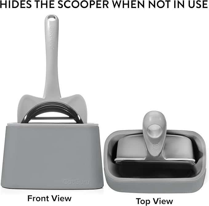 CatGuru Premium Cat Litter Scoop Holder – Heavy-Duty Scooper Storage Caddy, Scoop Stand for Kitty Litter Box, Fits Most Cat Litter Scoops (Gray)