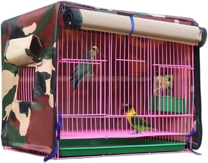 MANON ROSA Bird Cage Cover - Lightproof Birdcage Covers Nighttime- Ideal for Parrots Cockatiels Parakeets Cockatoos Lovebirds Finches Budgerigars Conure (M(15.7" Lx11.8 Wx11.8 H),Camouflage)
