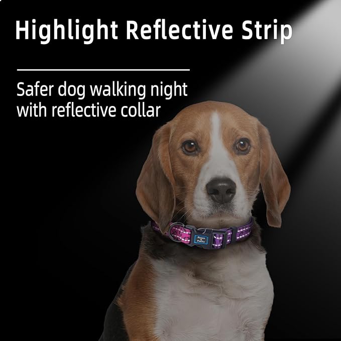 Roses&Poetry Dog Collars for Medium Dogs, Leopard Print Puppy Collar Adjustable Nylon Pet Collar Durable Reflective for Small Medium Large Dogs(Rose-Leopard M)