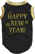 Petitebella Bling Happy New Year Puppy Dog Shirt (Black/Bright Gold, X-Small)