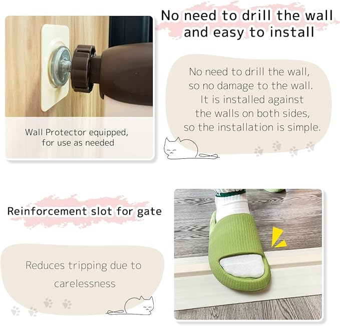 Lumizone Extra Tall Cat Gate 61.02" High Pressure Mounted Extra Wide 30.12"-34.05" (17Sizes) 1.37" Gap No Drilling Auto-Close Tall Pet Gate for Dogs (Cream, 30.12"-34.05"/76.5-86cm)