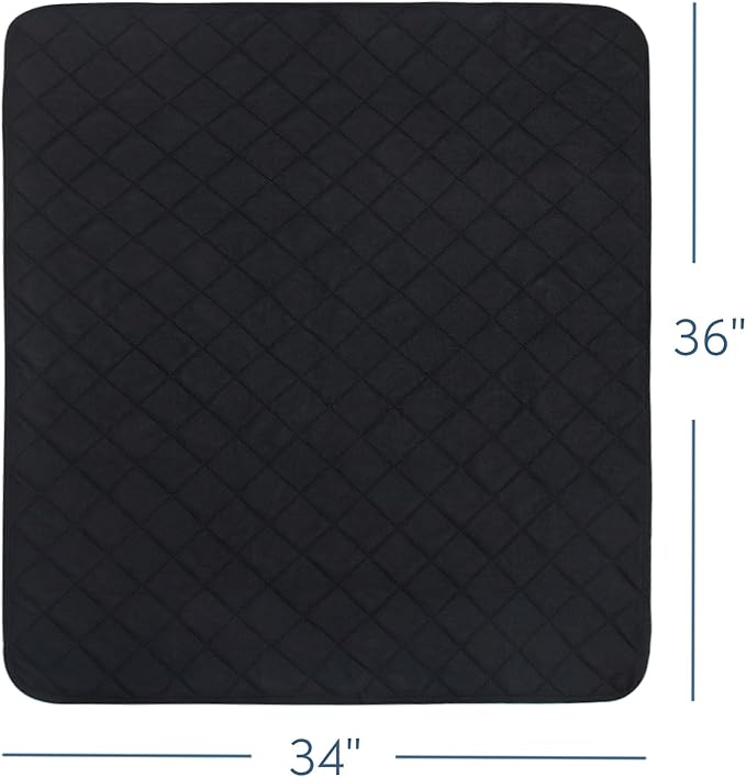 Washable Incontinence Bed Pad - Reusable Underpad for Kids, Adults, Elderly, Hospitals & Pets - Waterproof Protector for Bed, Sofa, Floor - Super Absorbent 34" x 36" - Black