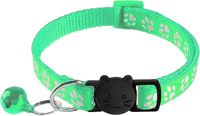 2 Pack Cat Collars - Reflective, Breakaway Design with Bells, Adjustable from 7.5 to 12.5 Inches, Ideal Kitten Collar for Both Girls & Boys (Light Green)