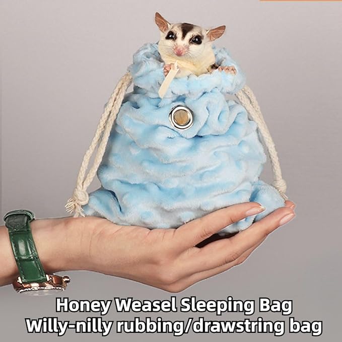 Sugar Glider Bonding Pouch - Soft Sleeping Pouch with Breathable Vent & Drawstring Portable Travel Bag Small Animal Carrier for Sugar Glider Squirrel Hamster Rats Hedgehog Bird Parrot (Grey)