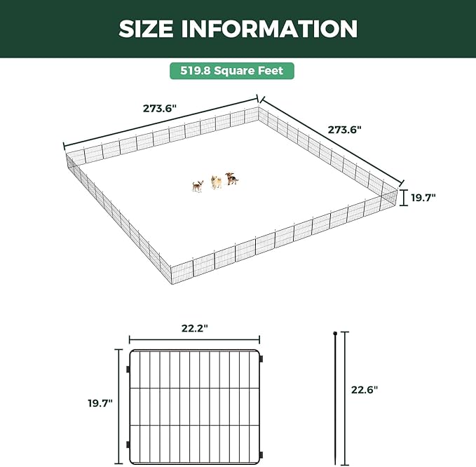 FXW MiniPaws Unleashed Dog Playpen, Expandable & Portable Design for Yard, RV Camping and Indoor Use, for Puppies and Small Dogs, 20-inch 48 Panels