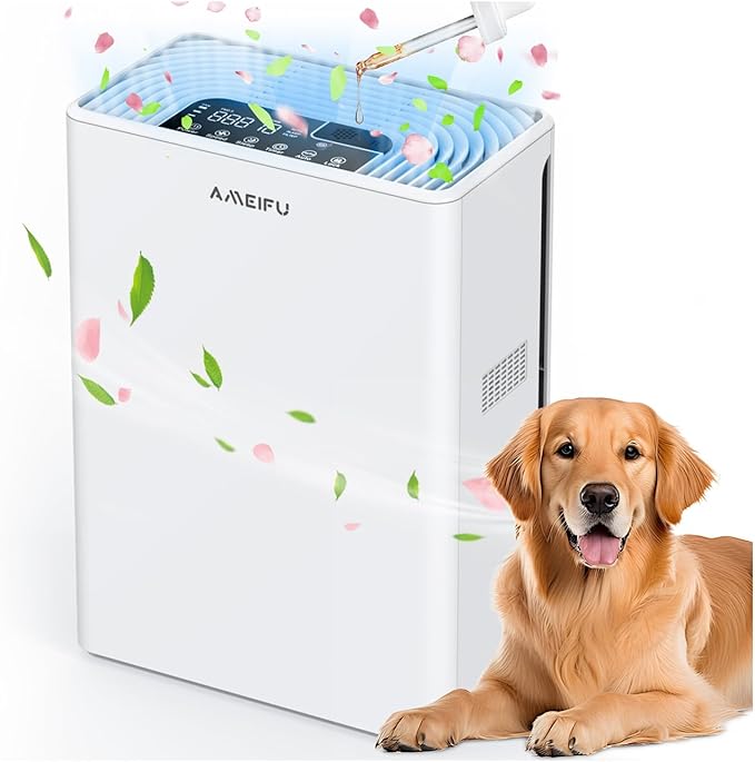 AMEIFU Air Purifiers for Home Large Room up to 2300sq.ft, H13 True Hepa Air Purifiers with PM 2.5 Air Quality Display, Air Cleaner with Washable Pre-Filter for Pets Hair, Dander, Smoke, Pollen