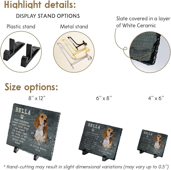 Personalized Memorial Stone - Multihued Plaque to Mark Vibrant Memory of Your Dog and Cat, Elegant Home and Garden Decor, Indoor and Outdoor, Pet Loss of Sympathy Gift