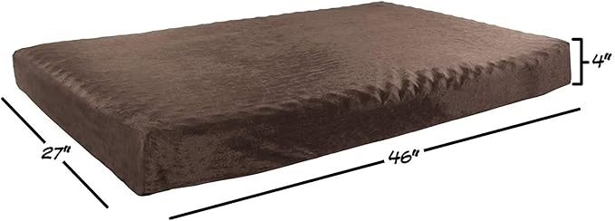 Orthopedic Dog Bed - 2-Layer Pet Bed for Floor, Kennel, or Crate with Removable Washable Cover - 46x27 Dog Bed for Large Dogs by PETMAKER (Brown)