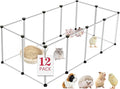 12 Panels Transparent Small Animals Playpen,48" x 24" x 16" Portable Pet Playpen,Plastic Enclosure,Puppy Play Pen for Indoors Outdoor Pet Fence for Guinea Pigs,Bunny,Ferrets,Hamsters,Hedgehogs