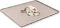 47" x 35" Silicone Cat Food Mat, Waterproof Pet Feeding Mat with Raised Edge, Extra Large Cat Bowl Mat Water Bowl Placemats for Cats, Non-Slip, Protects Floors, Easy to Clean (Beige