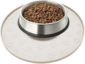 Pet Feeding Mat, Waterproof, Raised Edges to Prevent Spills, Easy Clean in Dishwasher, Dogs and Cats Placemat Tray to Stop Food and Water Bowl Messes on Floor(1Pack Beige)