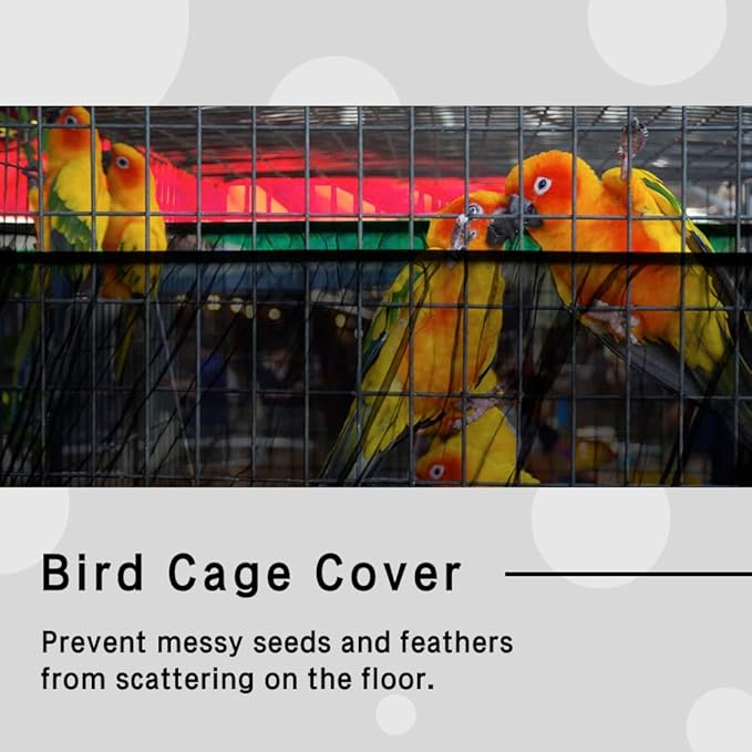Universal Bird Cage Seed Catcher, Elasticity Airy Gauze Guard Net Cover, Soft Parrot Mesh Skirt Cover, for Round Square Cages (Black, L)