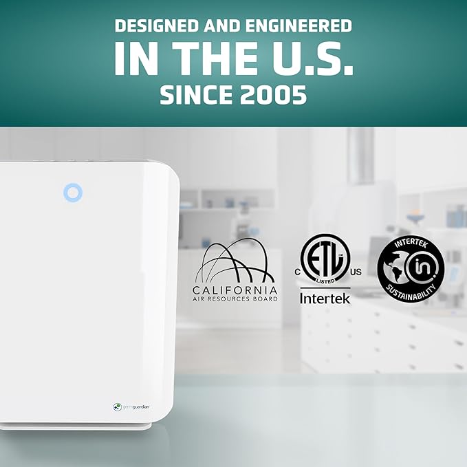 GermGuardian HEPA Air Purifier for Home, Large Rooms up to 1760 Sq. Ft. with HEPA Air Filter & UV-C Light, Zero Ozone Verified, AC5900WCA, White