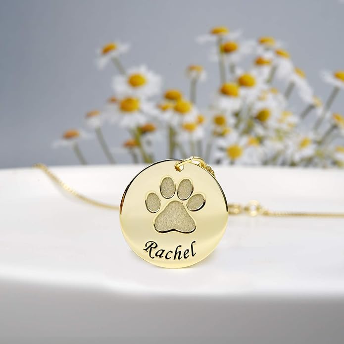 Personalized Cute Dog Cat Paw Name Necklace Forever Love Custom Heart Pendant Pet Name Necklace Gift for Pet Lovers