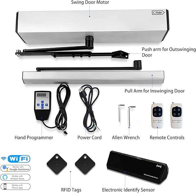Olideauto Automatic Pet Door Opener with Smart RFID Tag Sensor for Pets,Silver Color Electric Automation Door Opener with Wireless RFID Tags for Cat,Dog