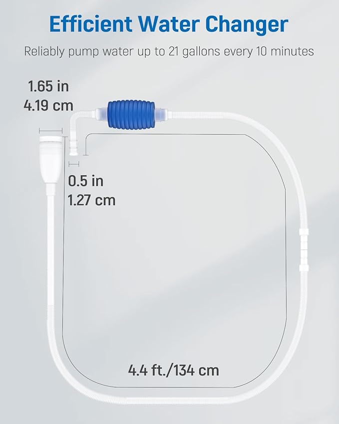 Pawfly Aquarium Water Changer Aquarium Siphon Vacuum Cleaner for 20-40 Gallon Fish Tank, Vacuum Gravel Cleaner with 4.4" Long Hose Manual Aquarium Cleaning Tools for Water Changing and Maintenance