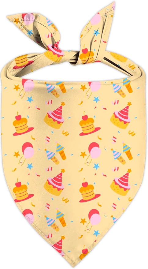 Birthday Dog Bandanas, Double Side Reversible Large Pet Scarves, Celebration Set, Adjustable Triangle Holiday Bandanas for Dogs Girl Boy Pets