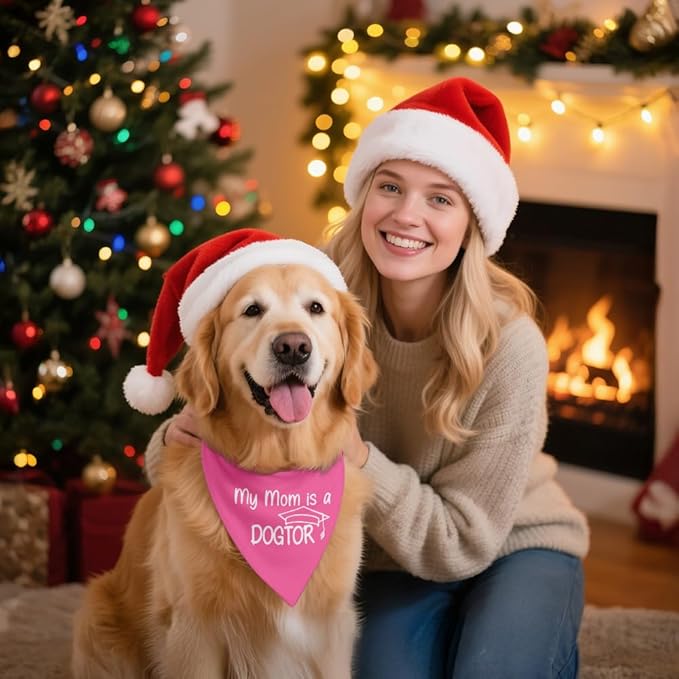 My Mom is A Dogtor Pink Dog Bandana, Graduation Gifts for Medical Student, Funny Cute Appreciation Gifts for Doctor Nurse Veterinarian, Christmas Birthday Gifts for Dog Mom