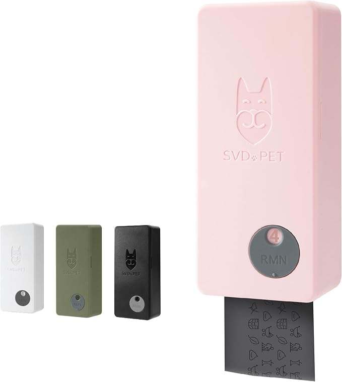 SVD.PET Dog Poop Bag Dispenser, Outdoor or Indoor Pet Waste Bag Dispenser Station, Wall Mount or Hanging with Strap. Easy to Refill Magnetic Cover (Pink, Dispenser only)