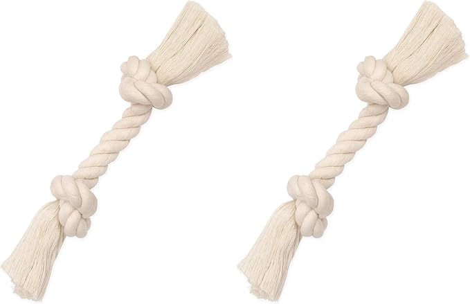 Mammoth Pet Products Dog,Flossy Chews 100-Percent Cotton White Rope Bone, Large, 14-Inch (10006V) (Pack of 2)