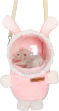 Sugar Glider Bonding Pouch Bonding Pouch Carry for Rat Syrian Hamster Hedgehog Small Pocket Pets, Gerbil Travel Bag Cute Bunny-Shaped Outing Bag with Large Transparent Window（Pink）