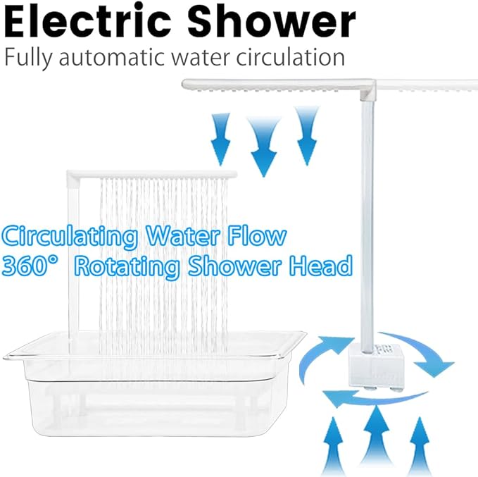 Parrot Bathtub, USB Electric Large Bird Bathtub Shower with Water Pressure Controller, Automatic Pet Bird Bath for Parakeet, Cockatiel, African Grey, Cockatoo, Bird Case Accessories, Bird Toys