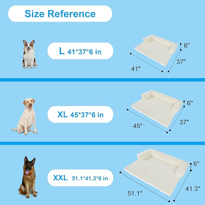 Wn's Day Luxurious Dog Couch Bed, Washable Calming Dog Couch Cover, Removable Couch Protector for Dogs, Waterproof Sofa Bed, Pet Bed Mats for Couch, Pet Couch Covers for Sofa(White, XL)