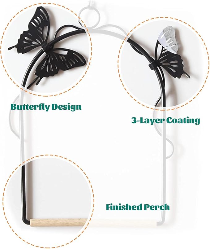 Hummingbird Swing 2 Pack Attractive Hummingbird Perch with Rust Resistant Metal Frame, Wooden Dowel and Hanging Chain for Wild Finches & Orioles Bird Outdoors