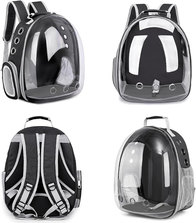 Pet Backpack Carrier,Bubble Backpack Cat Carrier,Pets and Small Dogs,Space Capsule Pet Carrier for Traveling, Walking, Hiking and Outdoor Activities (Black)