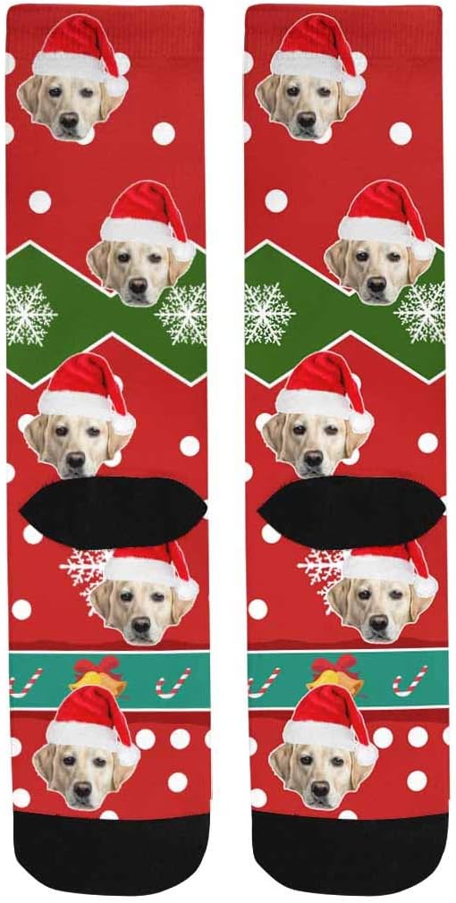 Custom Face Socks, Personalized Dog Lover Pet Photo Picture on Socks Unisex Athletic Crew Socks for Men Women