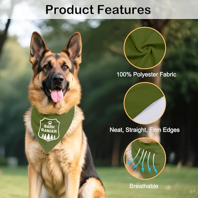 Funny Outdoor Dog Bandana, Puppy Scarf Photo Prop for Outdoor Adventure Hiking Camping Mountain, Gifts for Ranger (Forest)