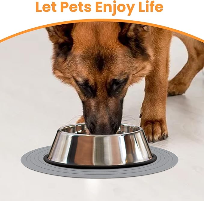 Ptlom Pet Food Mat for Dog and Cat Placemat 2 Pcs, Mat for Prevent Food and Water Overflow, Suitable for Medium and Small Pet, Silicone, 9.5"* 9.5"