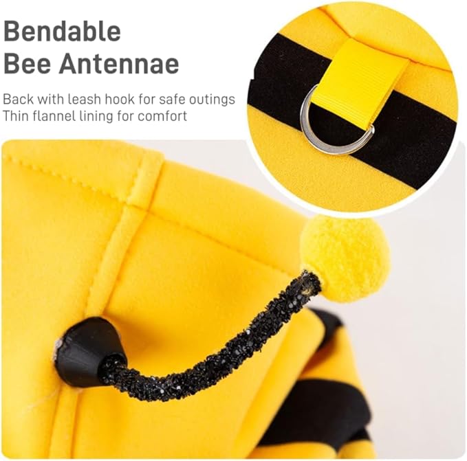 Selena Cat Bee Antennae Costume Hoodies Cute Bee Stripes Dog Kitten Puppy Pet Apparel (XX-Large,Yellow&Black)