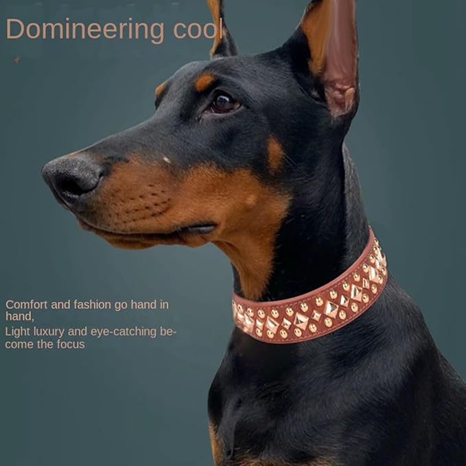 Spiked Dog Collar Soft Pu Leather Mushrooms Rivet Spike Studded Puppy Adjustable Pet Collars for Small Breeds (L, Red3)