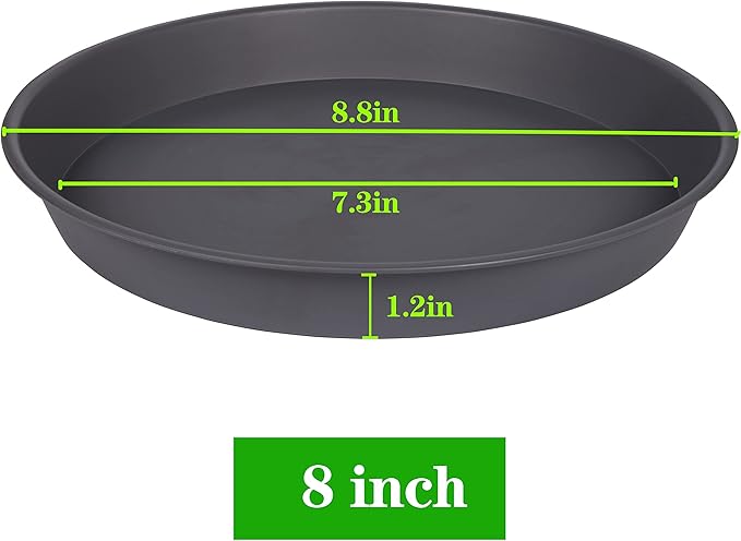 2 Pack of 8 inch Plant Saucer Clear, Heavy Duty Plastic Plant Water Tray 8 inch Round, Flower Plant Saucers for Indoors No Holes, Plant Dishes Saucer for Planter 7"/8" (8", Cement)
