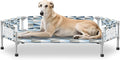 Elevated Dog Bed with Guardrail, Cooling Outdoor Pet Cot with 5-Sided Fence，Raised Dog Cot with 6-Metal Frame