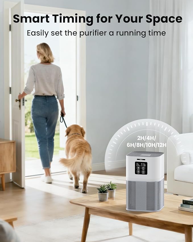 VEWIOR Air Purifiers for Home, Air Purifiers for Large Room up to 1200 sq.ft, H13 True HEPA Air Filter with Fragrance Sponge 6 Timers Quiet Air Cleaner for Pet Dander Wildfire