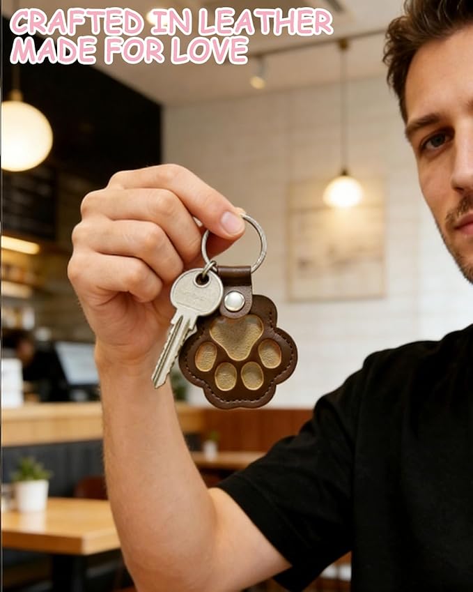 Paw Dog Hair Keychain - Premium Leather Pet Fur Keepsake, Waterproof Memory Charm for Dog/Cat Lovers, Bag & Key Accessory