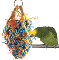 Wontee Bird Jute Paper Strips Parrot Mesh Bag Hanging Chewing Toy for Parakeet Cockatiel Conure Cockatoo African Grey Macaw