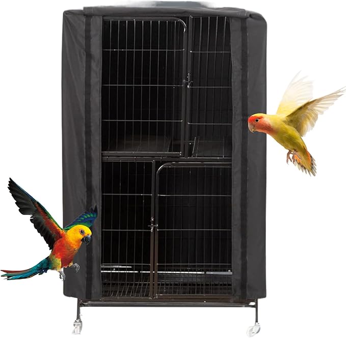 Bird Cage Covers for Night - 66x48x102cm Breathable Budgies Guard Enclosure Shroud | Waterproof Nighttime Parakeet Parrot Cockatiel Shelter Draping Screen, Light-Blocking Aviary Protection Curtain