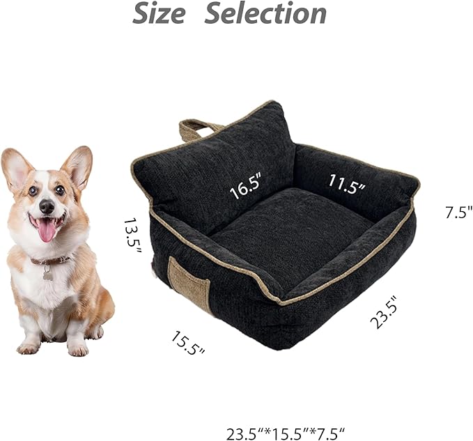 Orthopedic Dog Bed with Memory Foam, Washable Plush Pet Bed for Small, Medium & Large Dogs, Cozy Bolster Crate Dog Bed for Joint Support & Comfort.(Black)