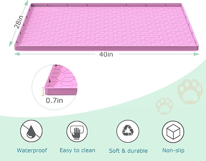 Cat Litter Mat, Silicone Large Cat Mat for Litter Box - 40x28 in, Waterproof & Non-Slip, Durable & Easy Clean, Pink