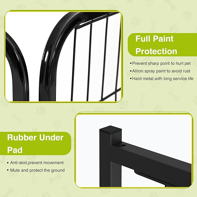 BestPet Dog Playpen 24 Inch 8 Panels Heavy Duty Metal Pet Exercise Pen Indoor Outdoor Without Door Fence Panels Anti-Skid Expandable Design