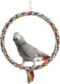 Bird Rope Swing Colorful Perch Climbing Toy for Parrots Budgie Parakeet Cockatiel Cockatoo Conure (M (10.4 inch)