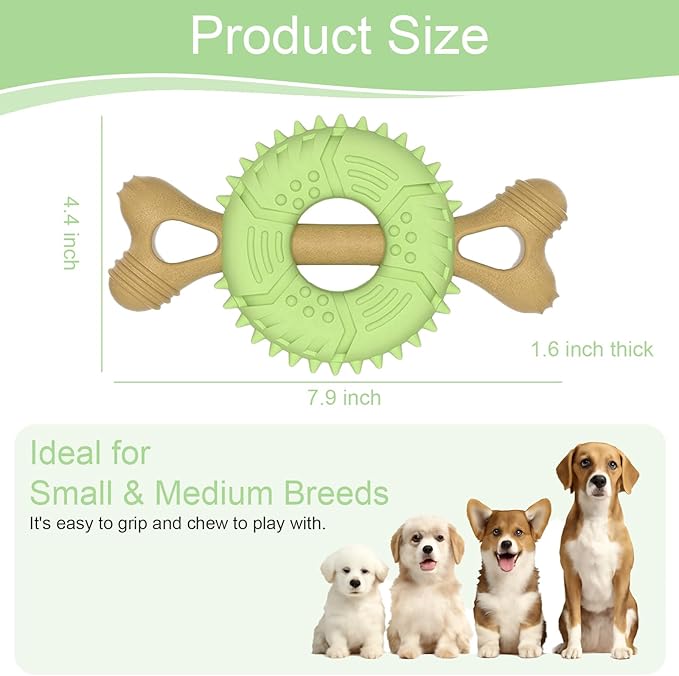 Dog Chew Toys, Indestructible Dog Toys for Aggressive Chewers - Small & Medium Breed, Durable Rubber Chew Bone Toy for Small Dogs, Tough Tire Dog Toy, Puppy toys for Teething, Anxiety & to Keep Busy